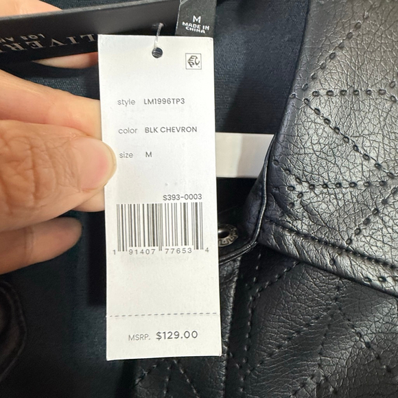 Liverpool Black Chevron Quilted Faux Leather Jacket M - Picture 8 of 13